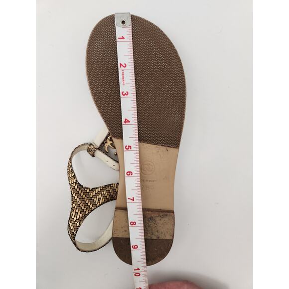 Chanel CC Chain Thong Fantasy Goatskin Sandal Black Gold Size 37.5 C US 6.5 7 - Picture 14 of 14